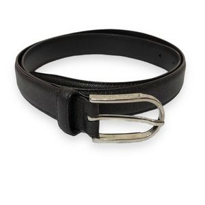 BROOKS BROTHERS Dark Brown Saffiano Leather Belt